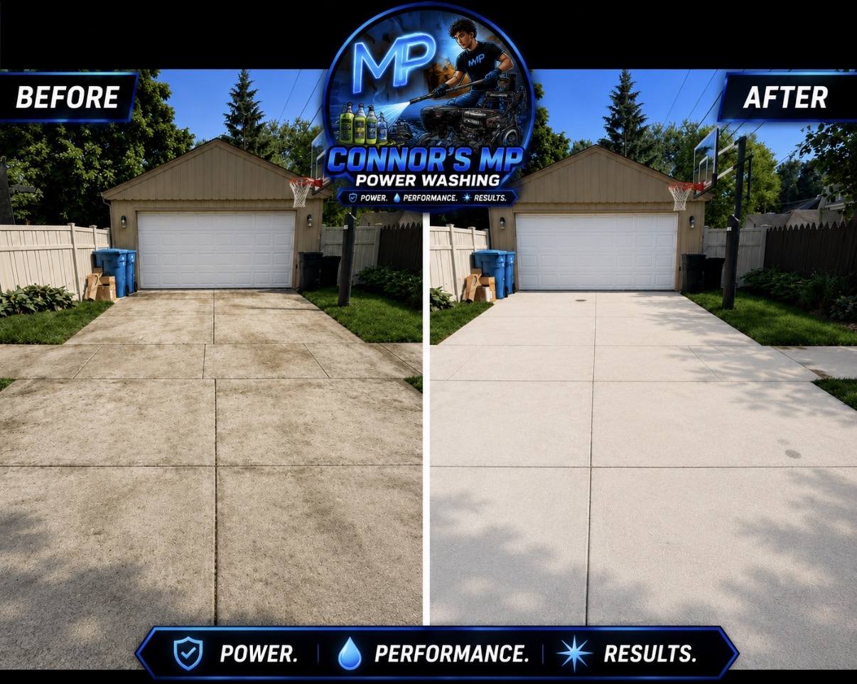Driveway Deep Clean before and after